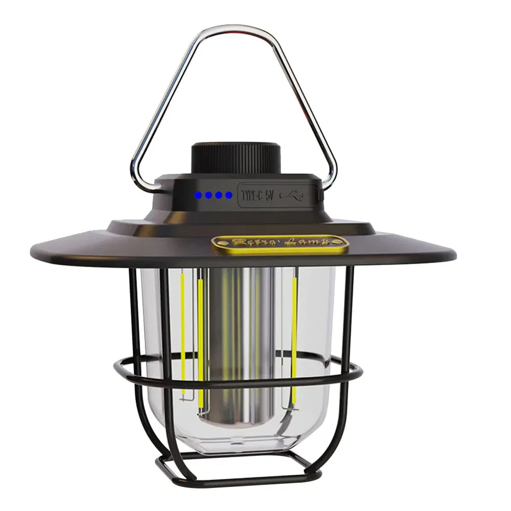 Retro Rechargeable LED Camping Lantern - NostalgiaGlow-Black-State of Style