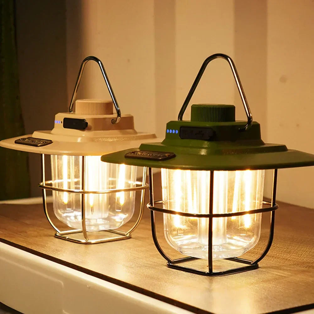 Retro Rechargeable LED Camping Lantern - NostalgiaGlow-Green-State of Style