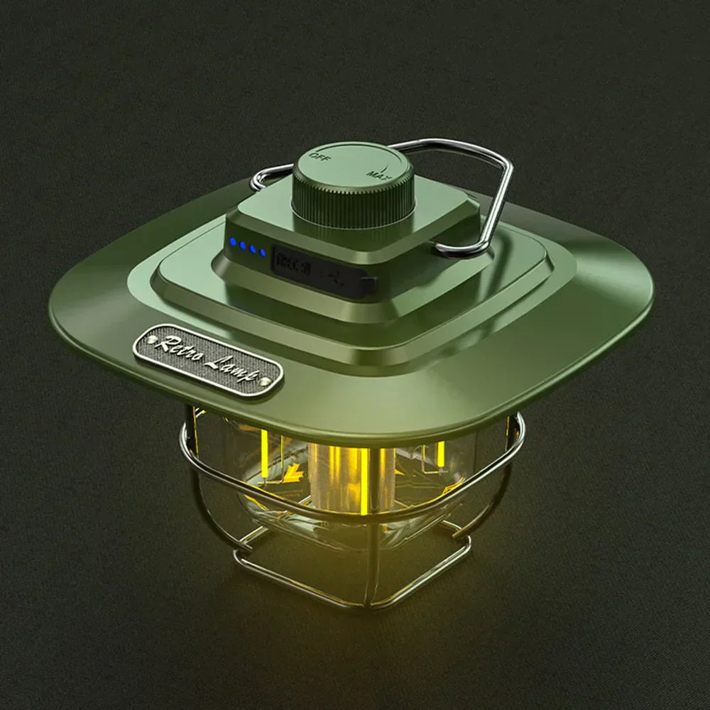 Retro Rechargeable LED Camping Lantern - NostalgiaGlow-Green-State of Style