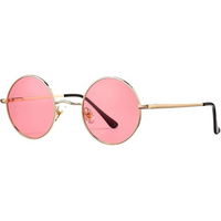 Retro Round Polarised Sunglasses - Lennon-Gold/Clear Purple-State of Style
