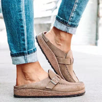 Retro Suede Slip-On Sandals with Orthopedic Comfort - Solenza-Black-4.5-State of Style