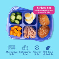 Reusable 5-compartment Food Storage Containers – 8-piece Set-Brightly Coloured-State of Style