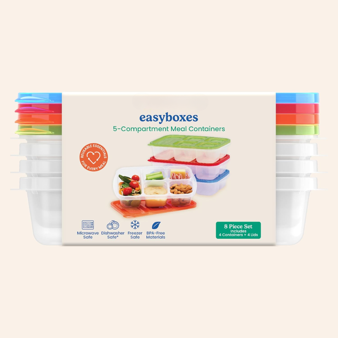 Reusable 5-compartment Food Storage Containers – 8-piece Set-Brightly Coloured-State of Style