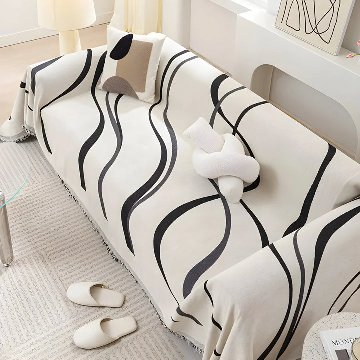 Reversible Chenille/Cotton Sofa Cover - LuxeCasa-180 x 130 cm-Grey-State of Style