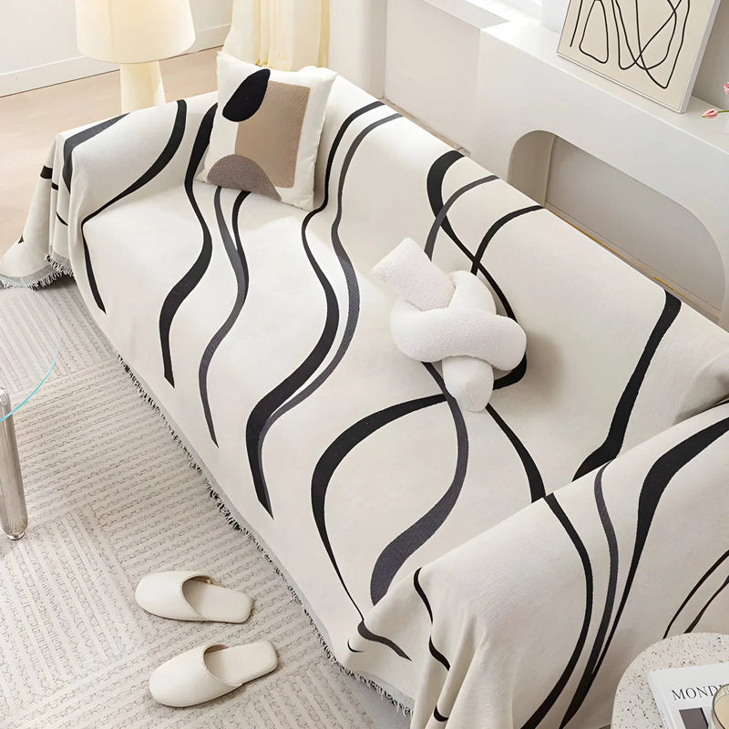 Reversible Chenille/Cotton Sofa Cover - LuxeCasa-180 x 130 cm-Grey-State of Style