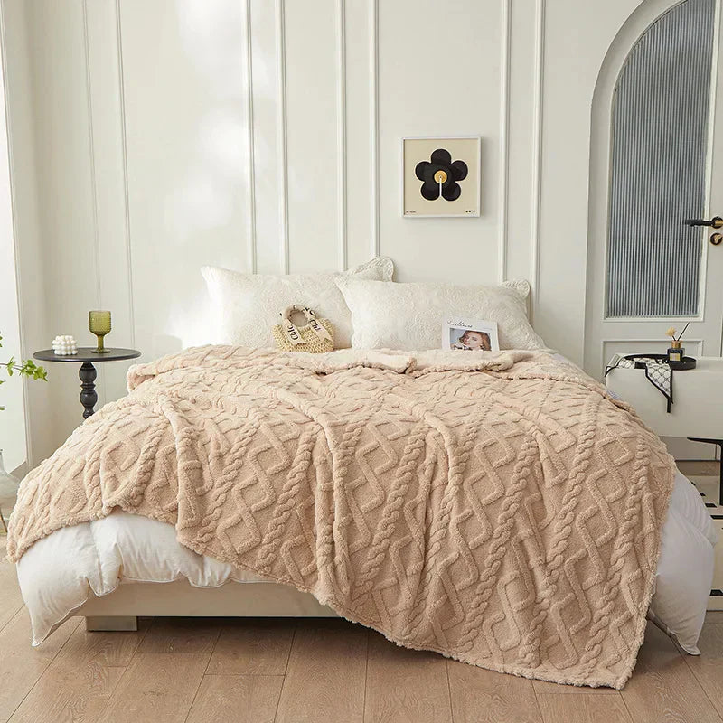 Reversible Thick Lambswool Blanket - CozyLuxe-Beige-70x100cm-State of Style