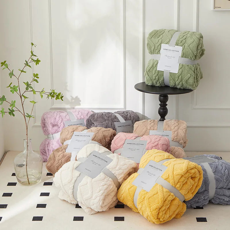 Reversible Thick Lambswool Blanket - CozyLuxe-Green-70x100cm-State of Style