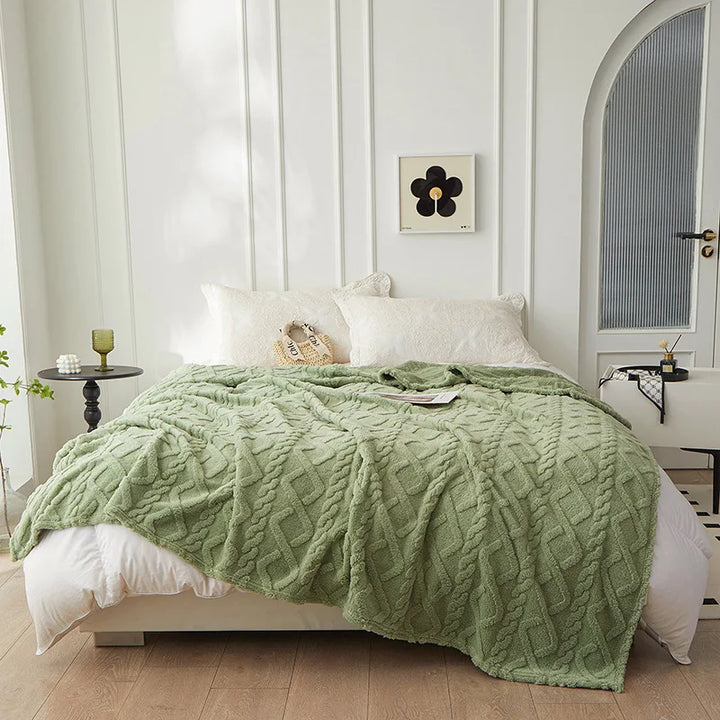 Reversible Thick Lambswool Blanket - CozyLuxe-Green-70x100cm-State of Style