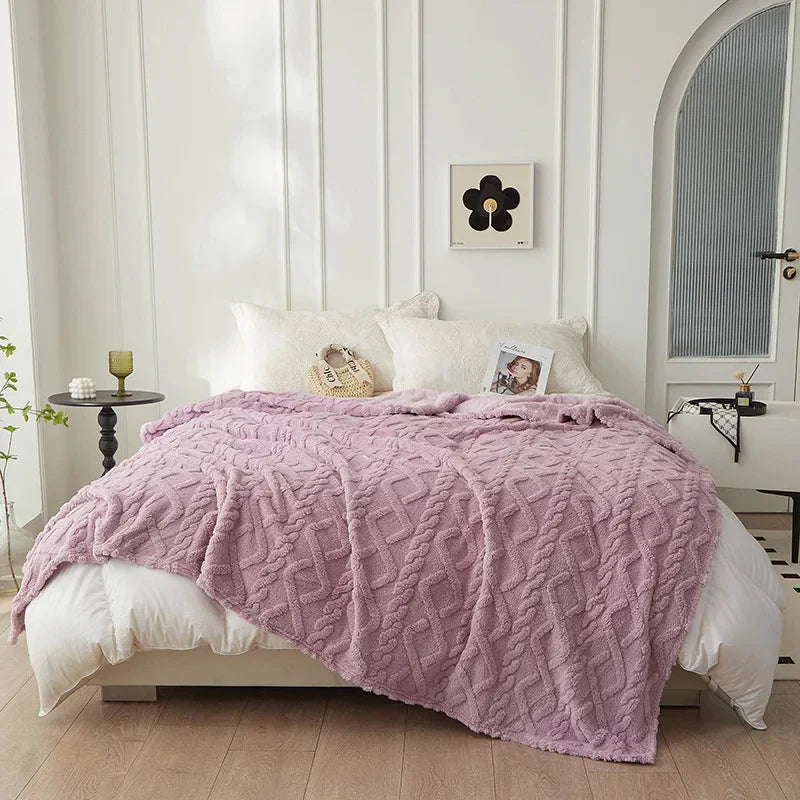Reversible Thick Lambswool Blanket - CozyLuxe-Purple-70x100cm-State of Style