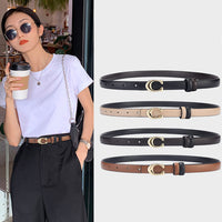 Reversible Thin C-Buckle Belt-Beige-State of Style