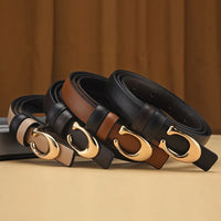 Reversible Thin C-Buckle Belt-Beige-State of Style