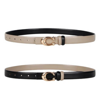Reversible Thin C-Buckle Belt-Beige-State of Style