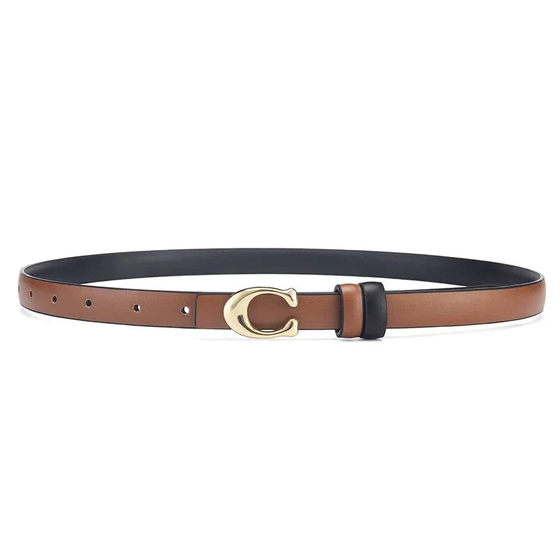 Reversible Thin C-Buckle Belt-Chocolate-State of Style