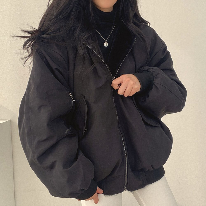 Reversible Women's Winter Jacket with Hood - Isla-Black-S-State of Style