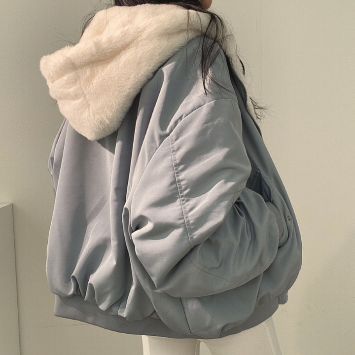 Reversible Women's Winter Jacket with Hood - Isla-Blue-S-State of Style