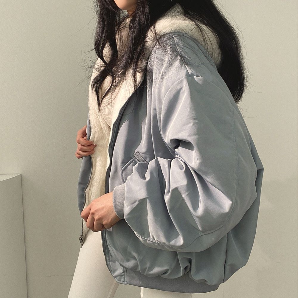 Reversible Women's Winter Jacket with Hood - Isla-Blue-S-State of Style