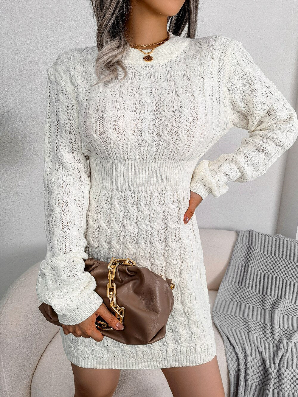 Ribbed Bodycon Dress | Elegant, Flattering & Stylish-White-S-State of Style