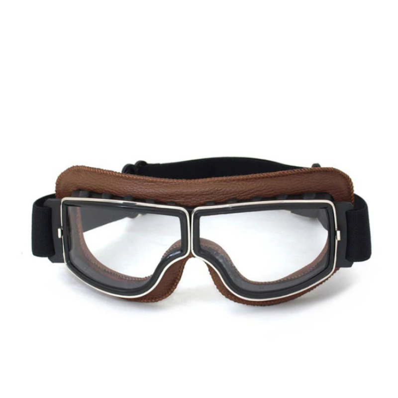 RiderEdge Vintage Leather Motorcycle Goggles-Coffee-State of Style