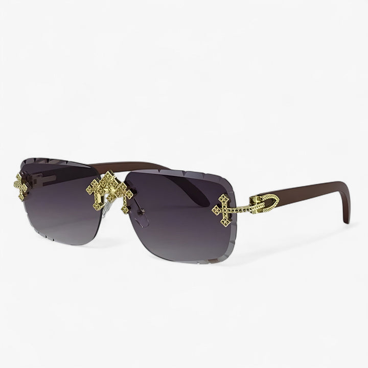 Rimless Steampunk sunglasses with metal accents – Nirex-Light brown-State of Style