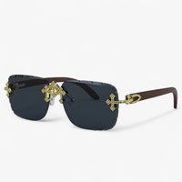 Rimless Steampunk sunglasses with metal accents – Nirex-Light brown-State of Style