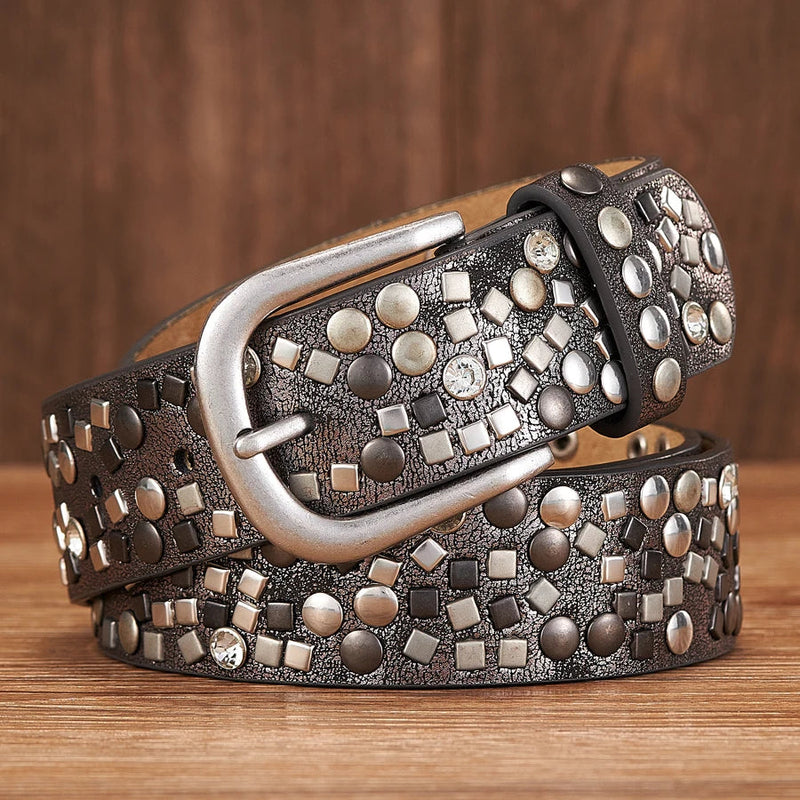 Rock ‘n’ Rivet Fashionista Strap – Edgy & Chic Statement Belt-Gun Black-95 CM-State of Style