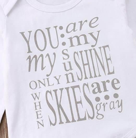 Baby outfit with text & ruffled bottoms – Autumn Magic set