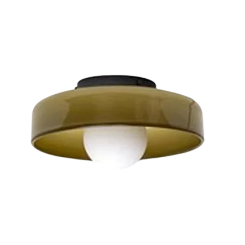 Round Ceiling Lamp with Stylish Functionality - LumiSphere-D25 × H15 cm-Green matte finish-State of Style