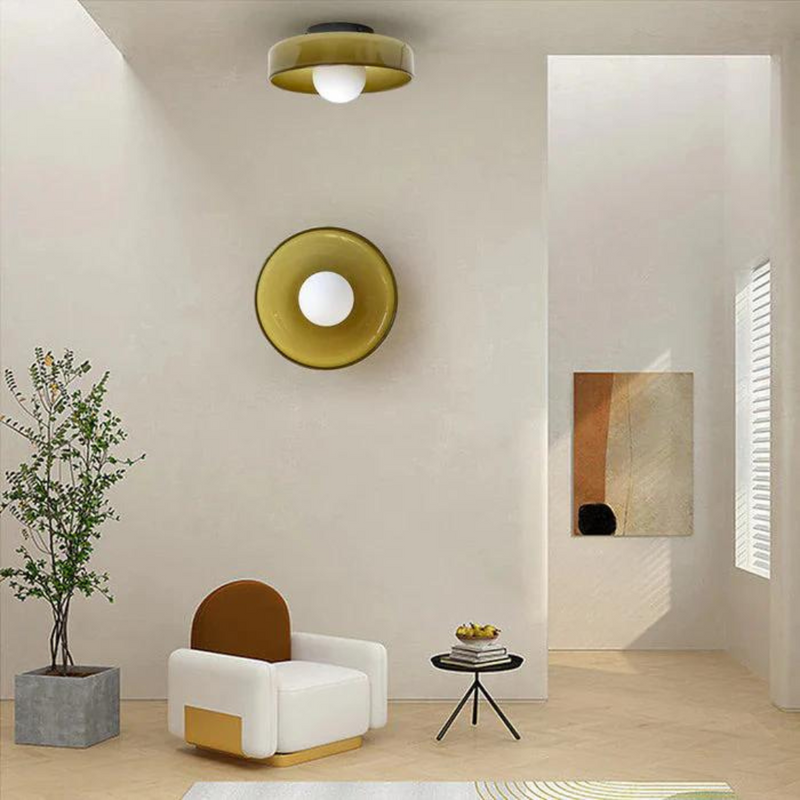 Round Ceiling Lamp with Stylish Functionality - LumiSphere-D25 × H15 cm-Orange-State of Style