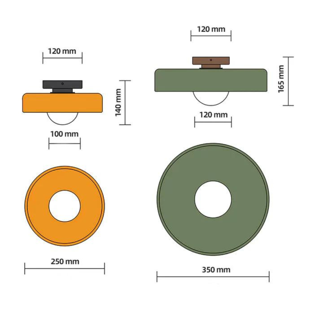 Round Ceiling Lamp with Stylish Functionality - LumiSphere-D25 × H15 cm-Orange-State of Style