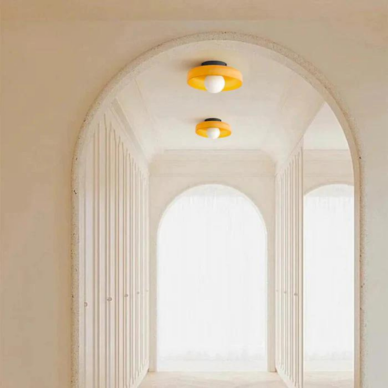 Round Ceiling Lamp with Stylish Functionality - LumiSphere-D25 × H15 cm-Orange-State of Style