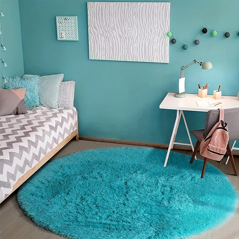 Round Fluffy Rug - Clouda-120cm x 120cm-Fur blue-State of Style