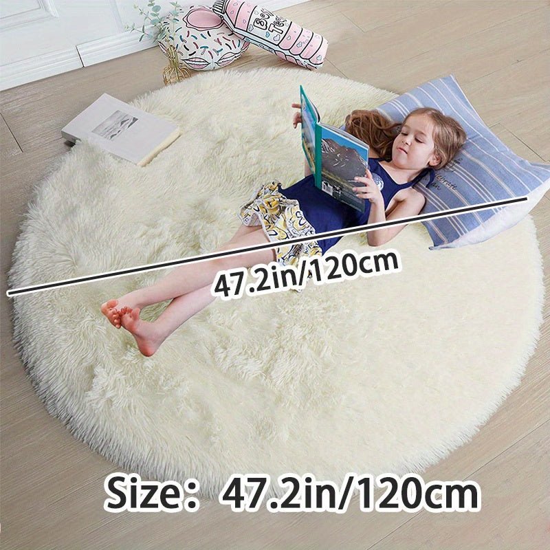 Round Fluffy Rug - Clouda-120cm x 120cm-Light grey-State of Style