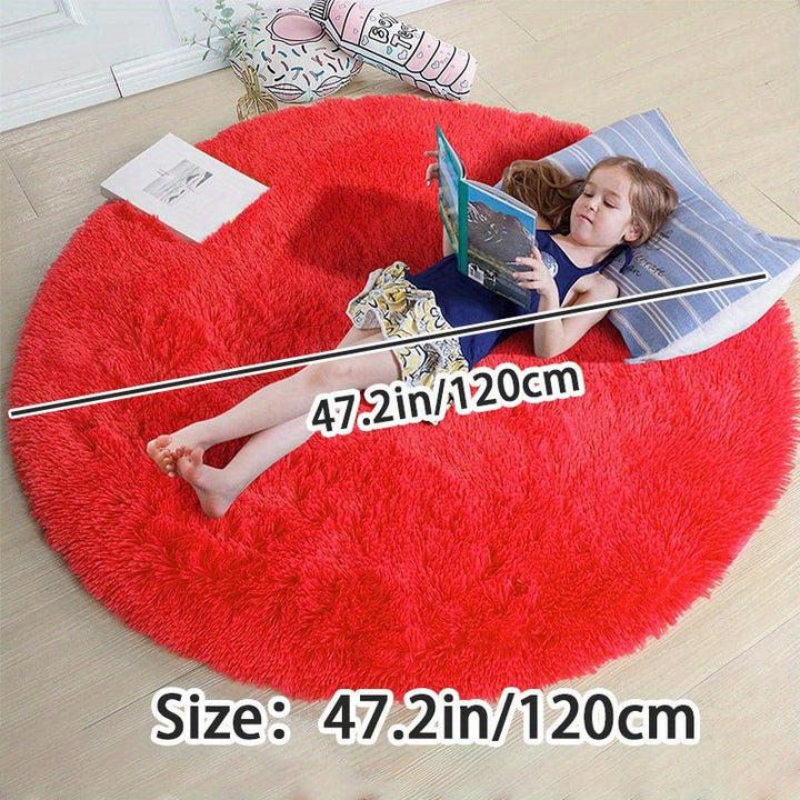 Round Fluffy Rug - Clouda-120cm x 120cm-Light grey-State of Style