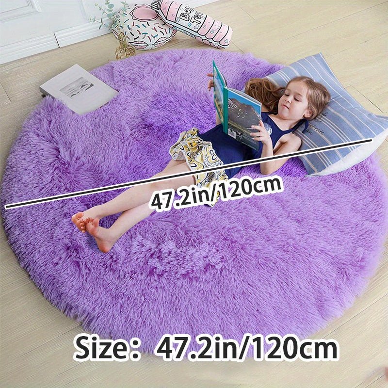 Round Fluffy Rug - Clouda-120cm x 120cm-Light grey-State of Style