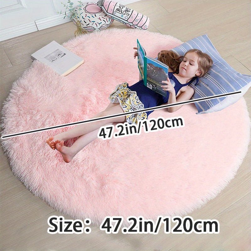 Round Fluffy Rug - Clouda-120cm x 120cm-Light grey-State of Style