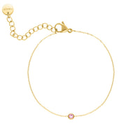 Round Gemstone Birthstone Bracelet-Gold-plated-January-State of Style
