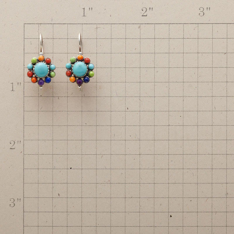 Round Turquoise Earrings with a Colourful Design - Selina-State of Style