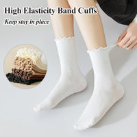 Ruffled Cotton Ankle Socks - Lisa-3 White 3 Black-State of Style