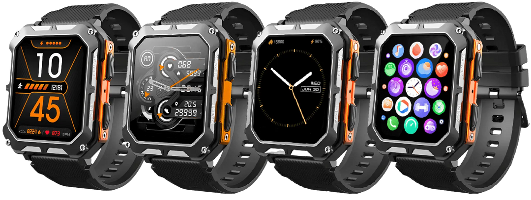 Rugged Smartwatch with Heart Rate Monitor & Step Tracker - EnduranceX-Black-State of Style