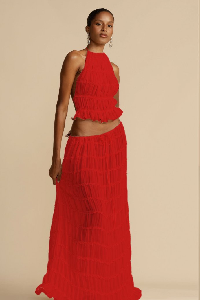 Rugless Chiffon Set – Calysta-Red-S-State of Style