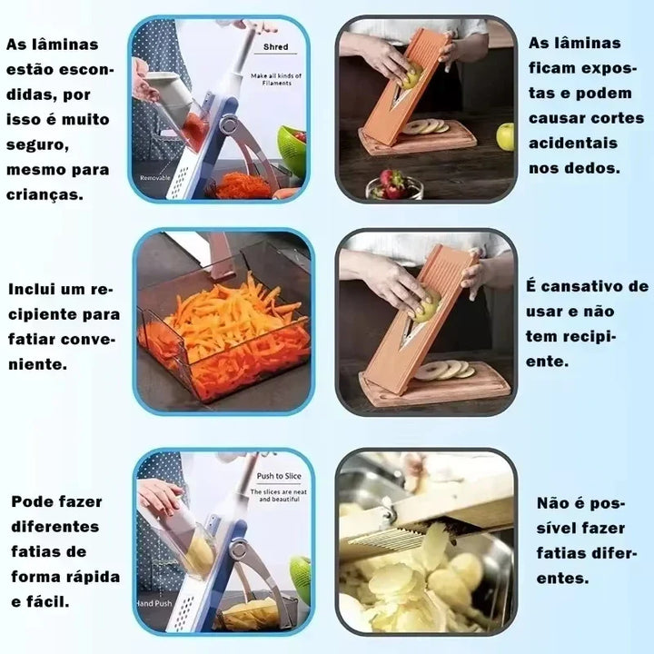 Safe 5-in-1 Vegetable Slicer (1+1 Free) - VeggieChop Pro-Blue-State of Style
