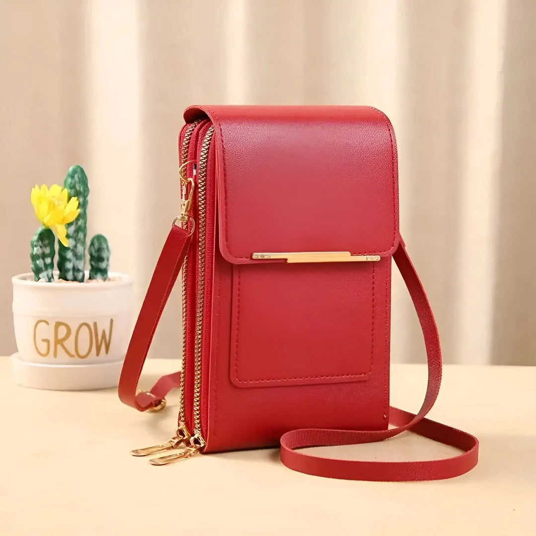SafeTouch Shoulder Bag – Soft Leather with Anti-Theft Protection-Red-State of Style