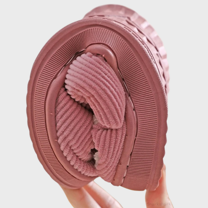 Sally - Warm Corduroy Lined Slippers-Pink-6.5-State of Style