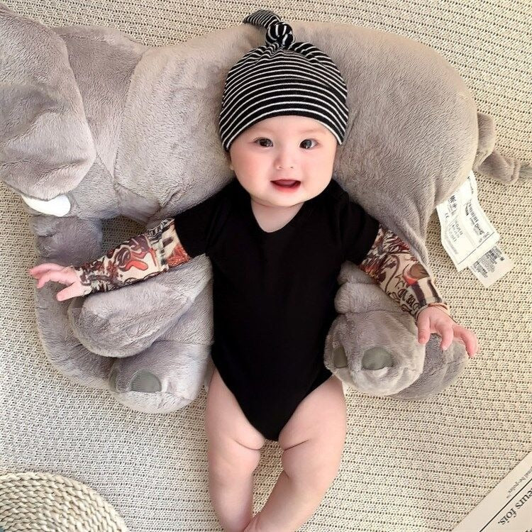 Long-sleeved baby bodysuit with tattoo print on the sleeves – Rockbaby