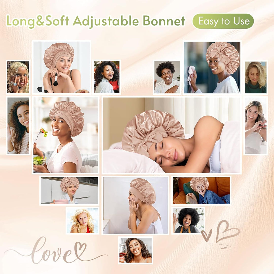 Satin Bonnet – Sleep Cap for Women-Champagne-State of Style