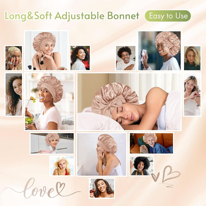 Satin Bonnet – Sleep Cap for Women-Champagne-State of Style