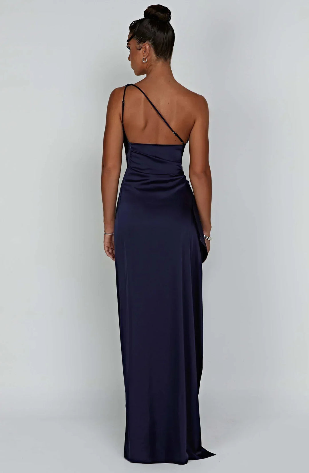 Satin Split Dress with One Shoulder - Vivienne-Red-XS-State of Style