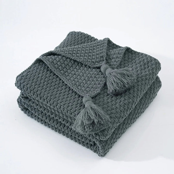 Scandinavian Knitted Wool Blanket - Aurora-110x150cm-Grey-State of Style