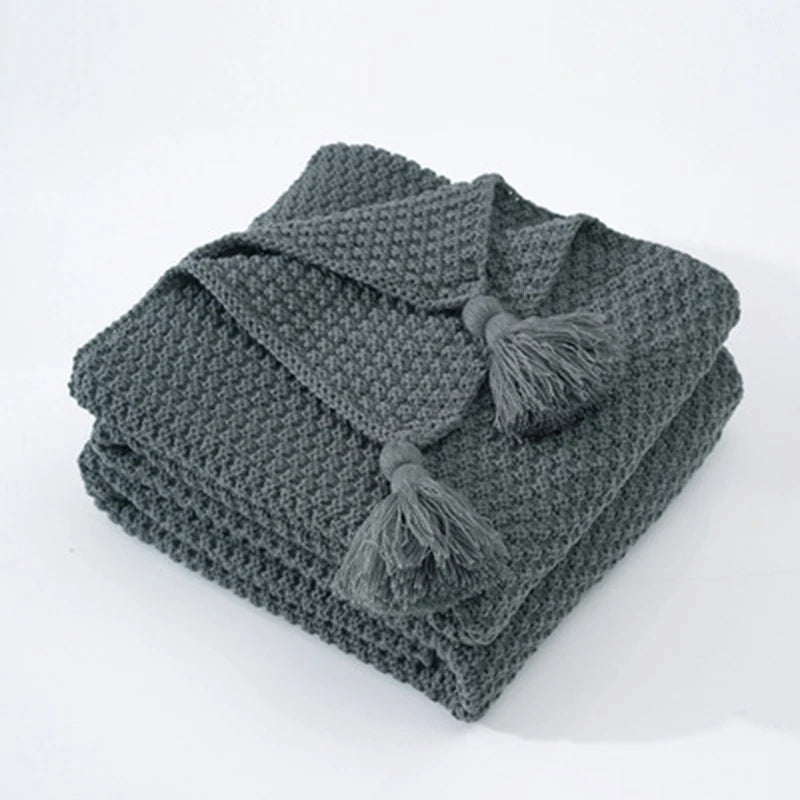 Scandinavian Knitted Wool Blanket - Aurora-110x150cm-Grey-State of Style