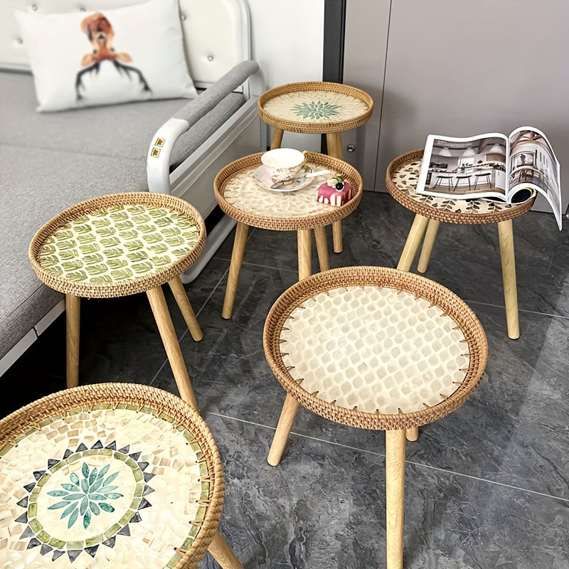 Scandinavian Rattan Side Table - Elin-Green-A-State of Style